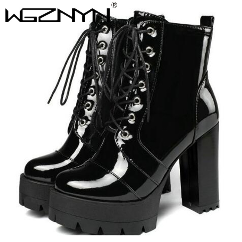 Women'S Shoes Chelsea - 2025, dicke hochhackige weibliche Lackleder-Stiefeletten, runde