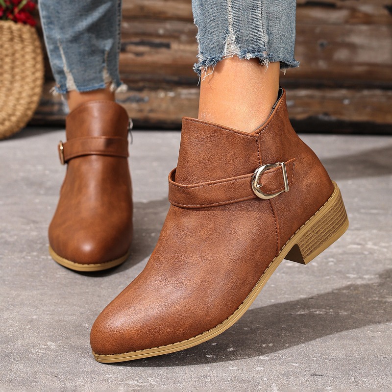 Women'S Shoes Chelsea - Damen Herbst-Winter Stiefeletten mit Seitenreißverschluss, Blockabsatz,
