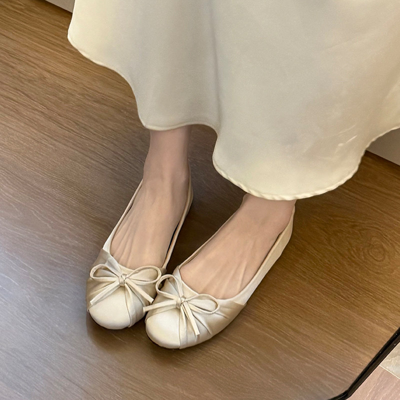 Women'S Heels - 2026 Neue Schleifenknoten-Satin-Ballerinas für Damen im