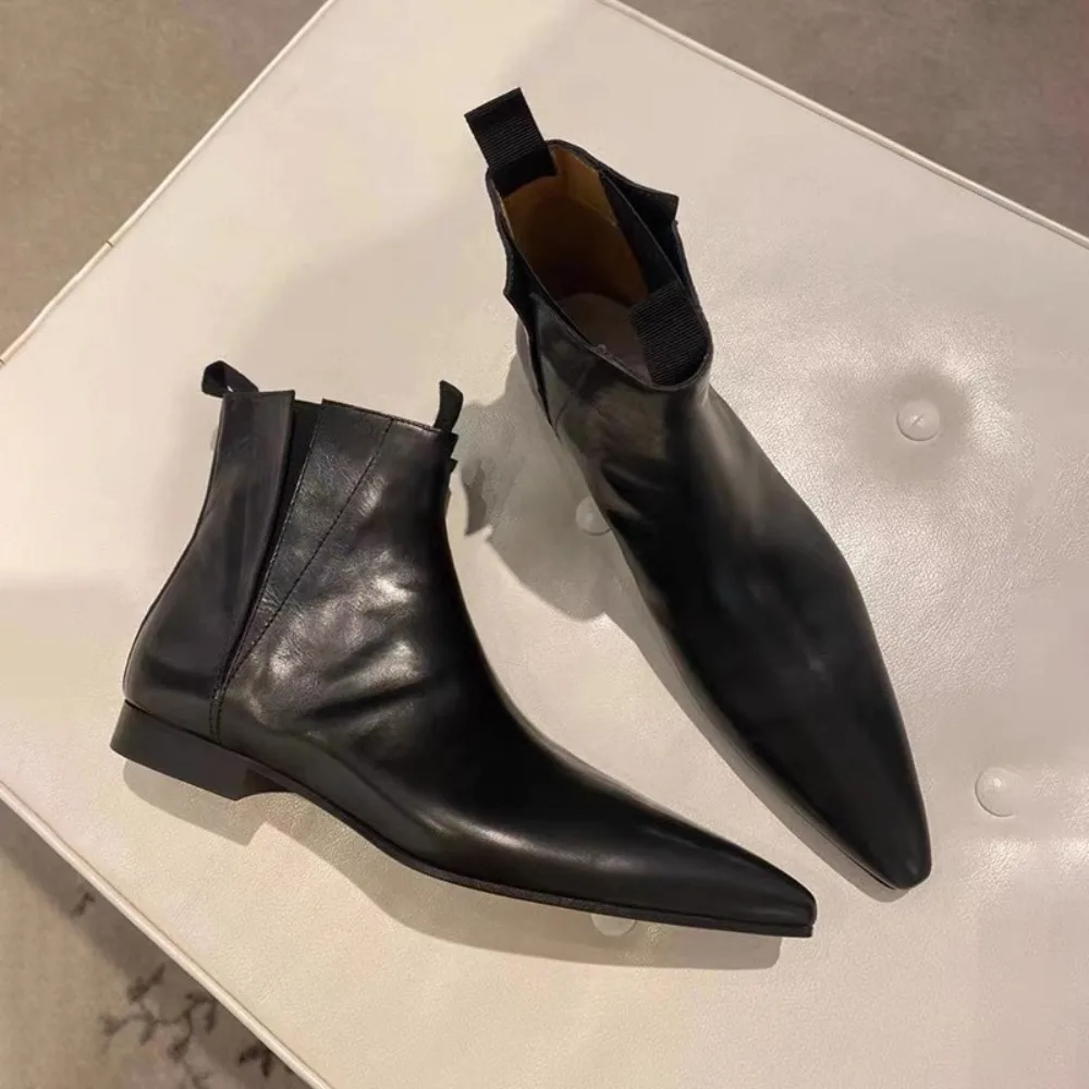 Women'S Shoes Chelsea - Luxuriöse Damen-Kurzstiefel Herbst/Winter Echtleder Spitze Chelsea-Stiefel