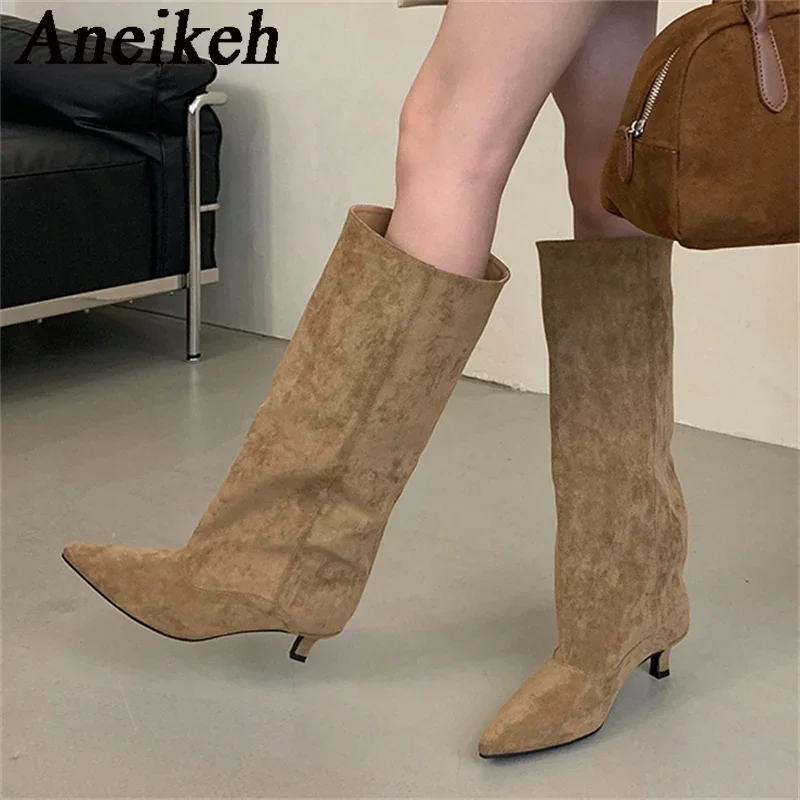 Women'S Shoes Chelsea - Aneikeh Herbst Winter Spitz knielangen Stiefel
